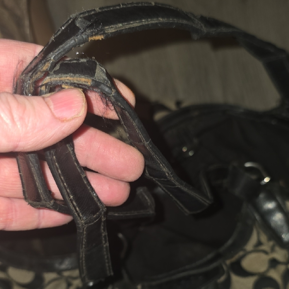 2 Coach Black and Tan Signature Shoulder Bags - Picture 8 of 11